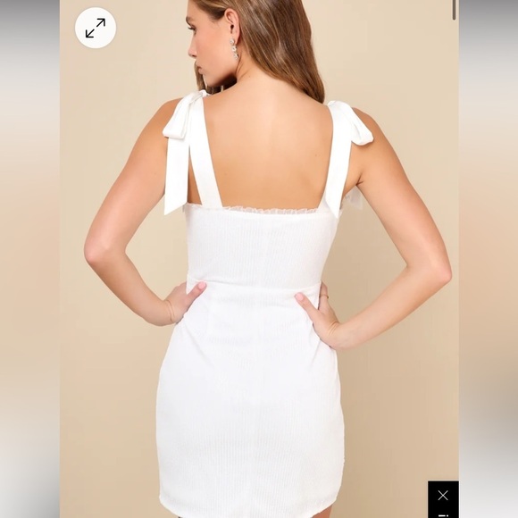 Lulus glowing white sequin bustier tie strap mini dress - Picture 4 of 13